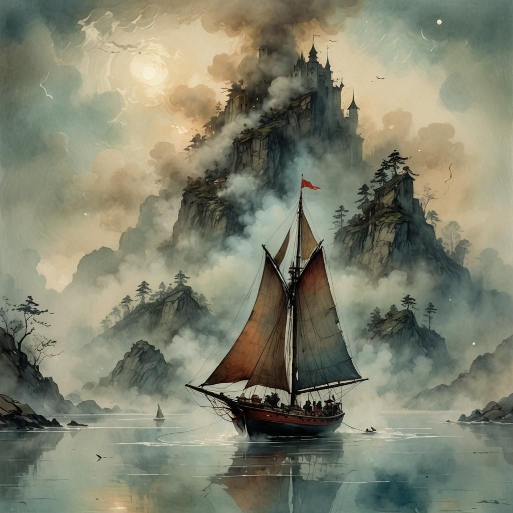 Fantasy Sailboat on a Match Head