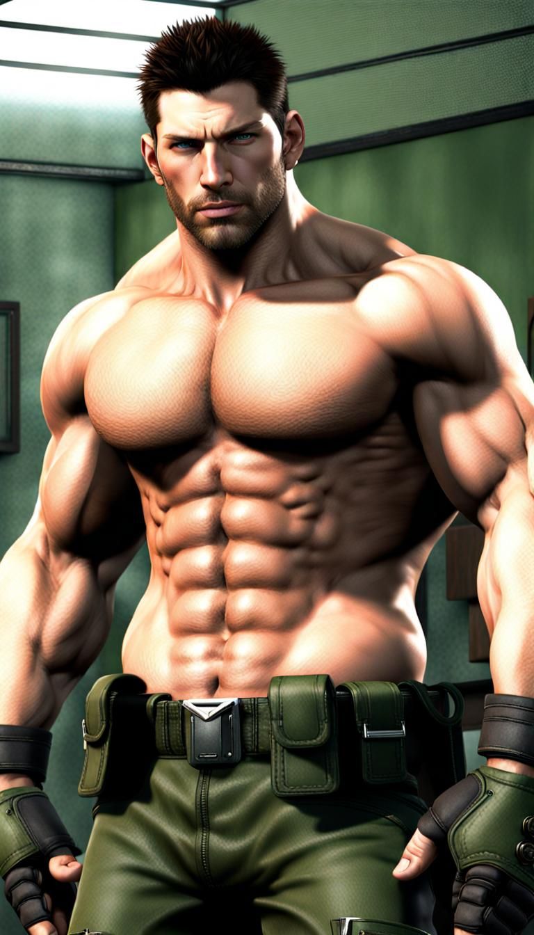Shirtless Chris Redfield Bodybuilder: AI-Generated Image