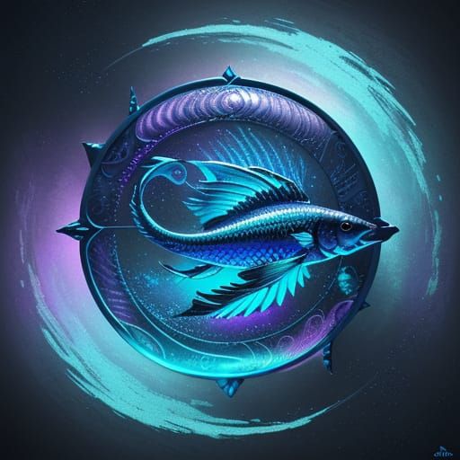 Hyperrealistic Digital Art of Majestic Pisces Zodiac Symbol