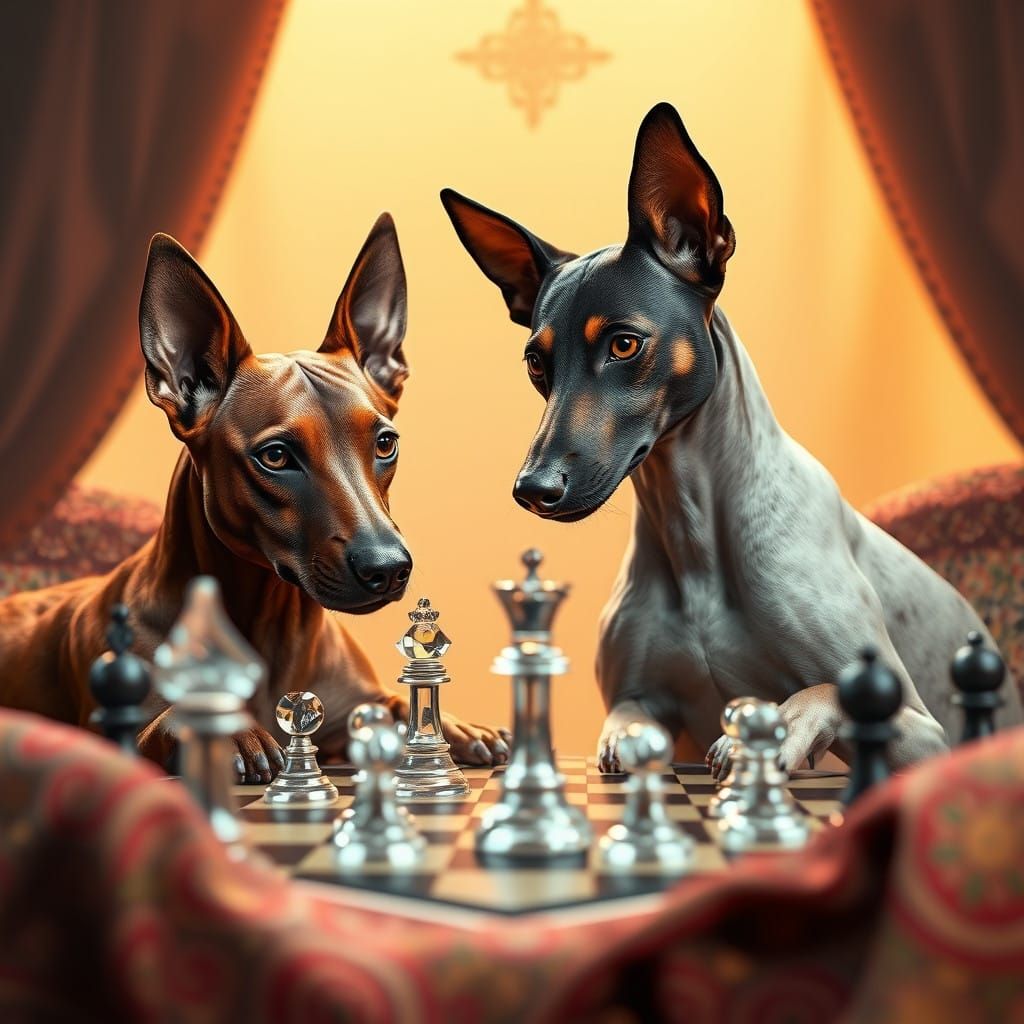 Mystical Dog Chess in Crystal Fantasy