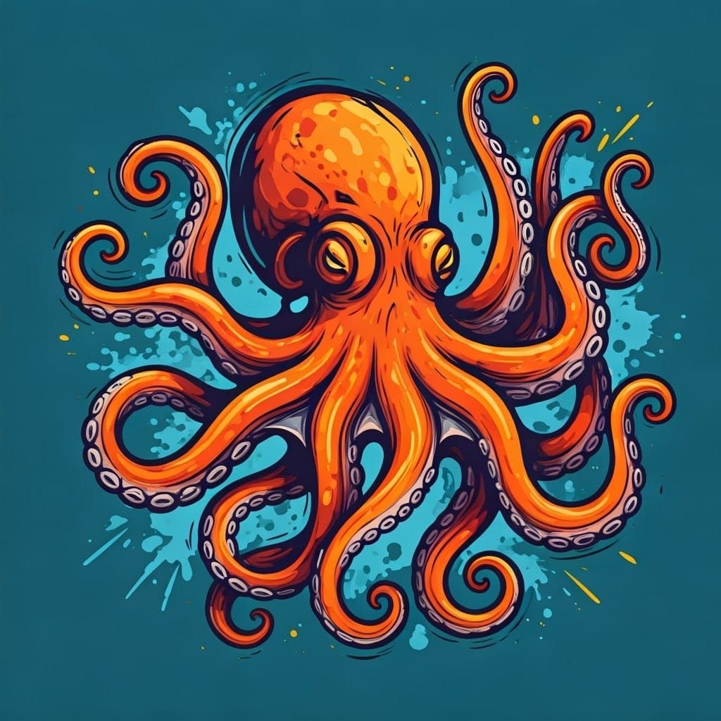 crude child-like drawing of an octopus