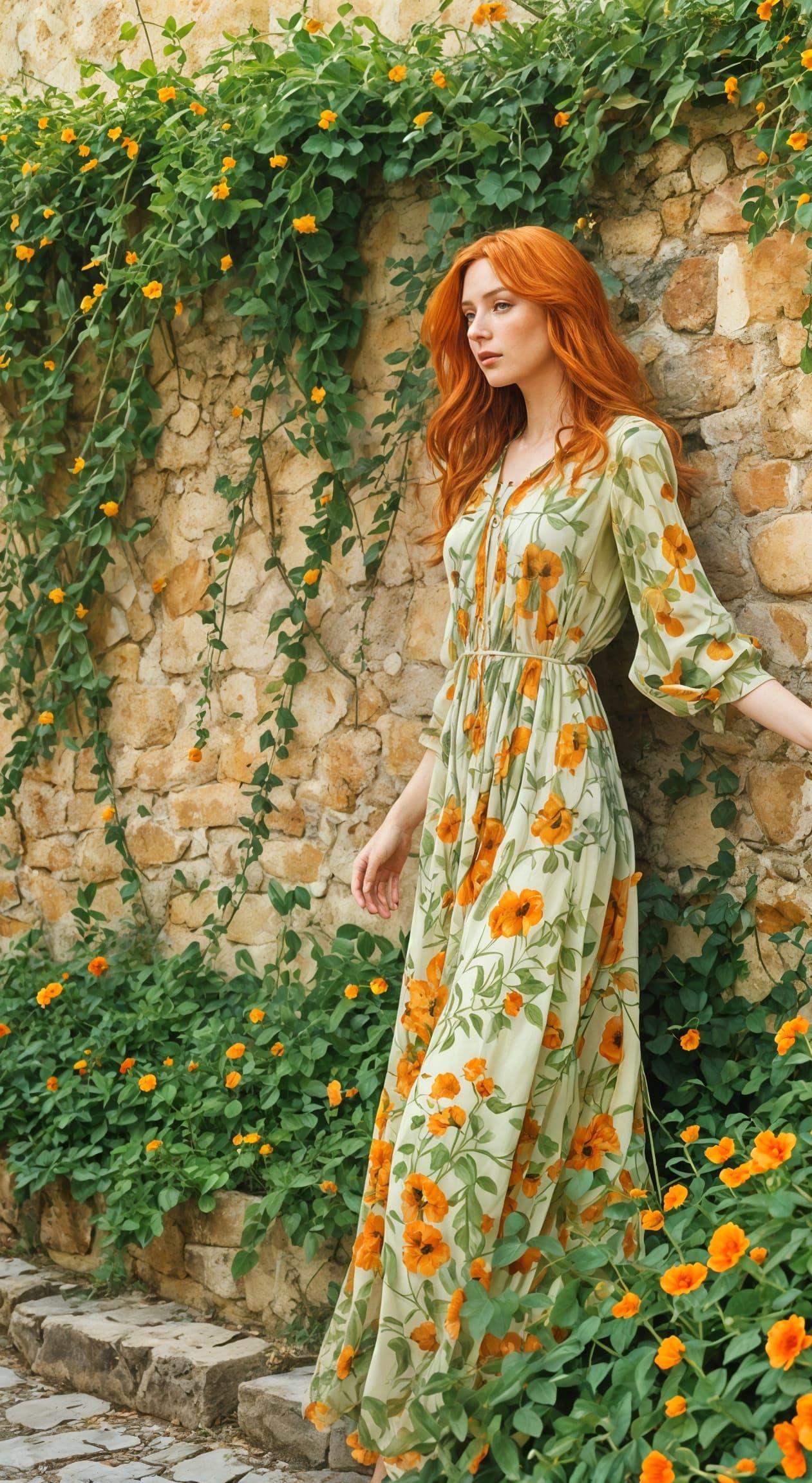 Art Nouveau Poster of Woman in Tuscany