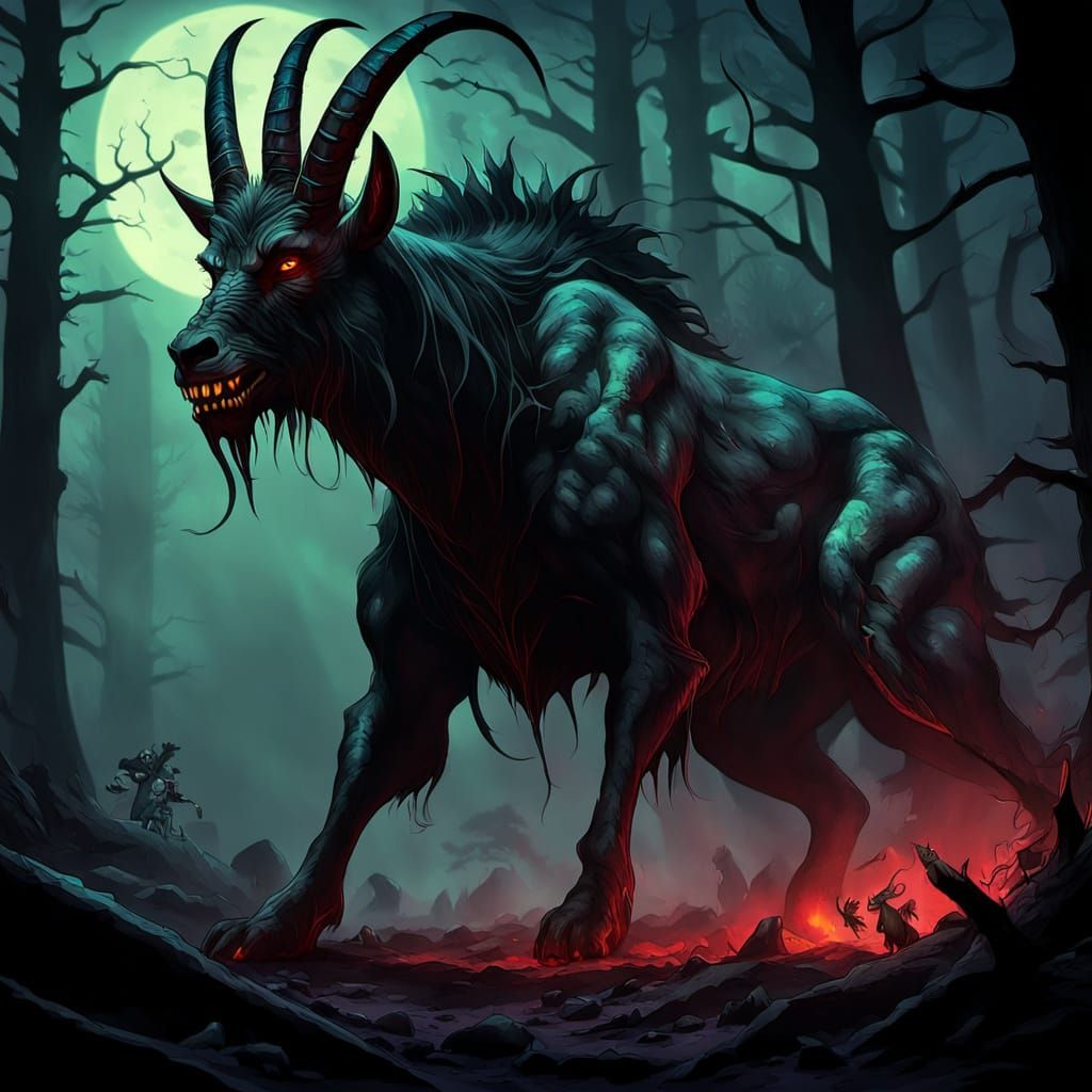 Dark Fantasy Chupacabra Illustration in Vibrant Colors