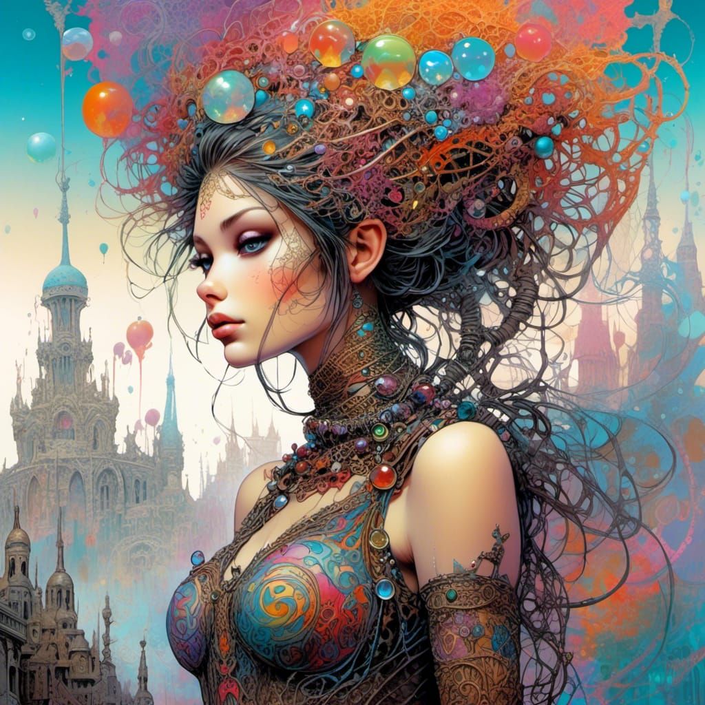 Futuristic Pixie in Surreal Dreamscape