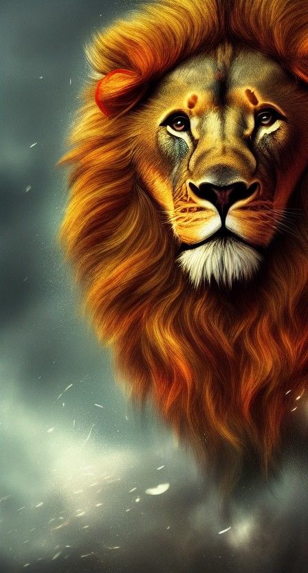 Colorful Lion in Epic Digital Matte Painting