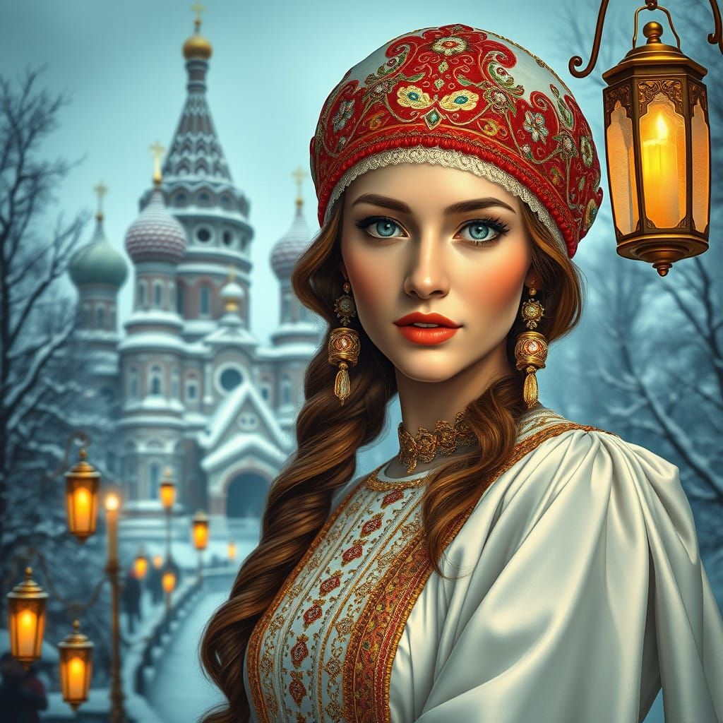 Breathtaking Russian Beauty in Folklore-Inspired Realism