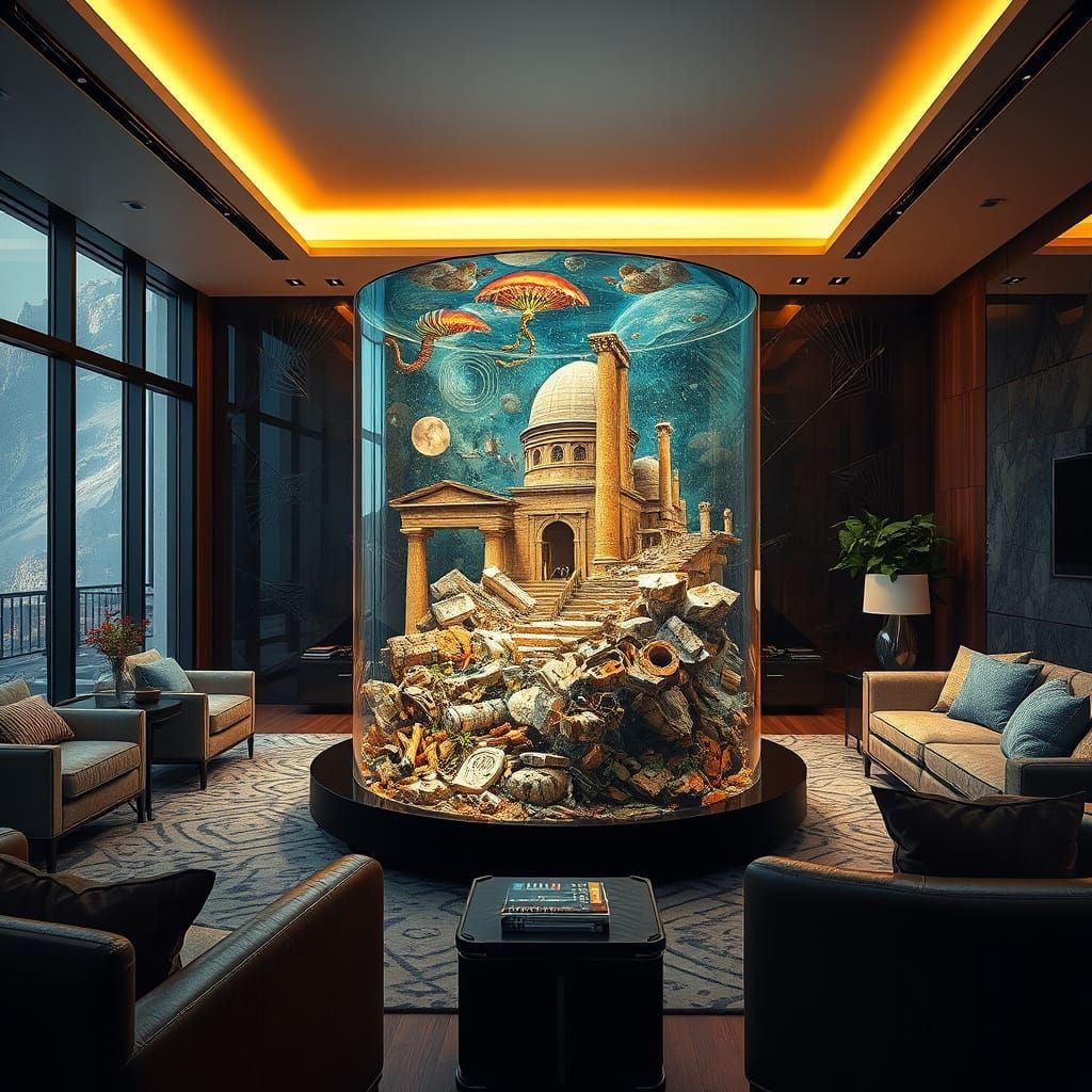 Surreal Ancient Civilization in Modern Living Room