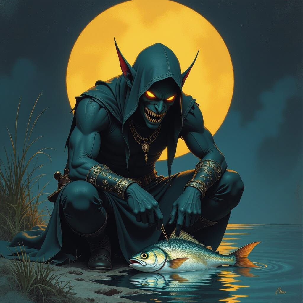 Dark Fantasy Creature Feasting