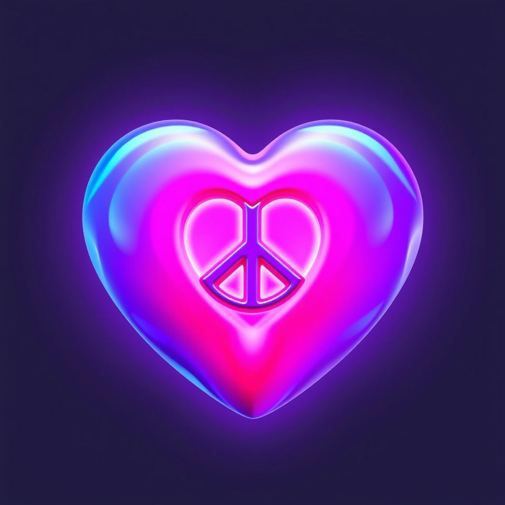 Luminescent Heart with Psychedelic Peace Sign