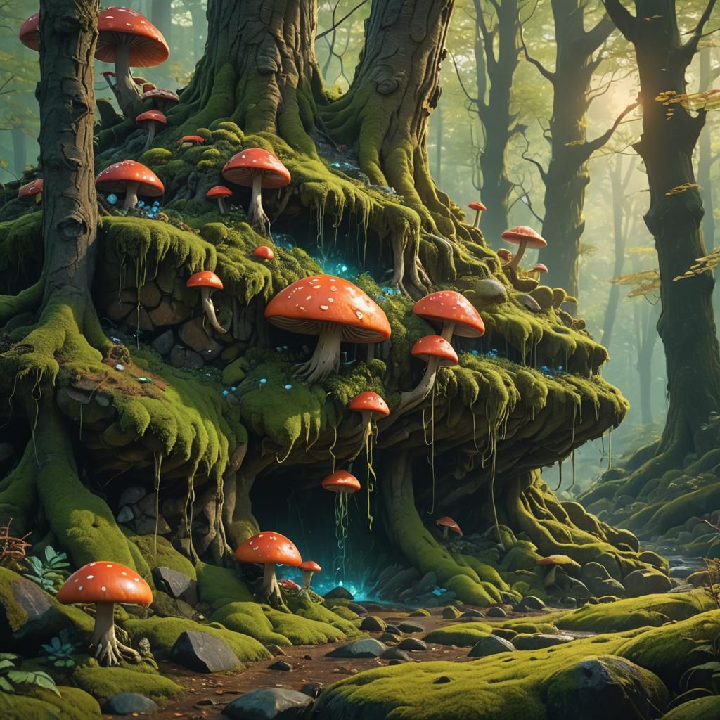 Mystical Forest Slime: A Fantasy Matte Painting