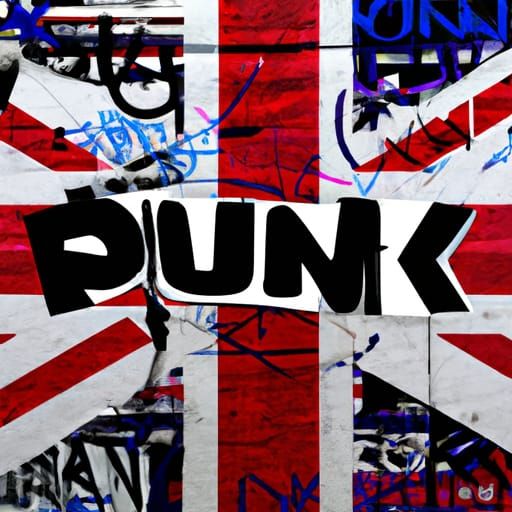 Graffiti Wall with Punk Posters and Union Jack