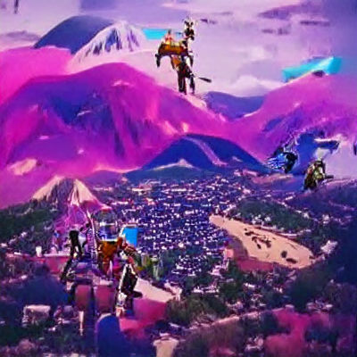 Colorful Fortnite Battle Royale Scene