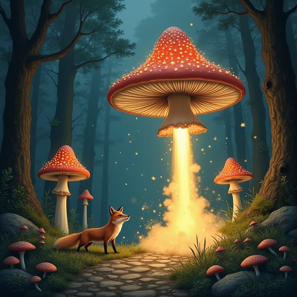 Mushroom Rocket Launching from Enchanted Forest