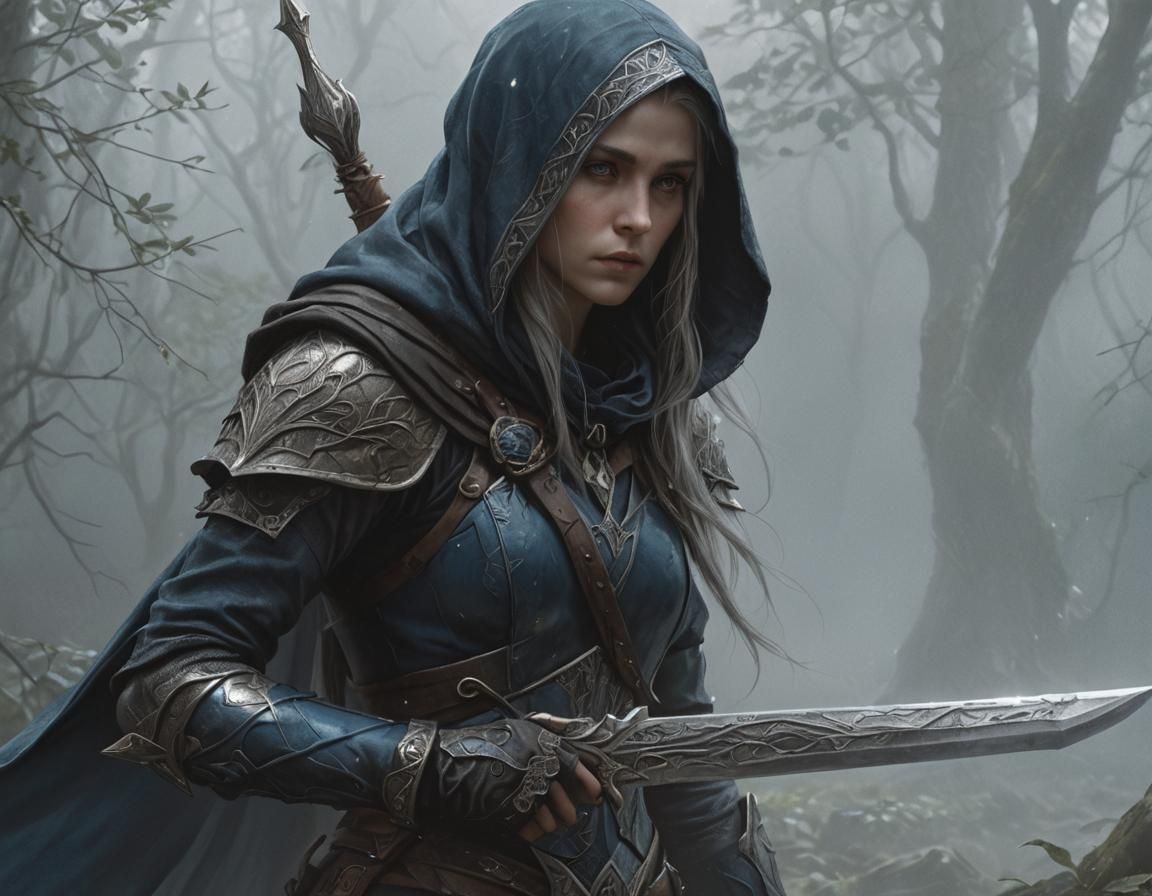 Elven Warrior Portrait in Lord of the Rings Style