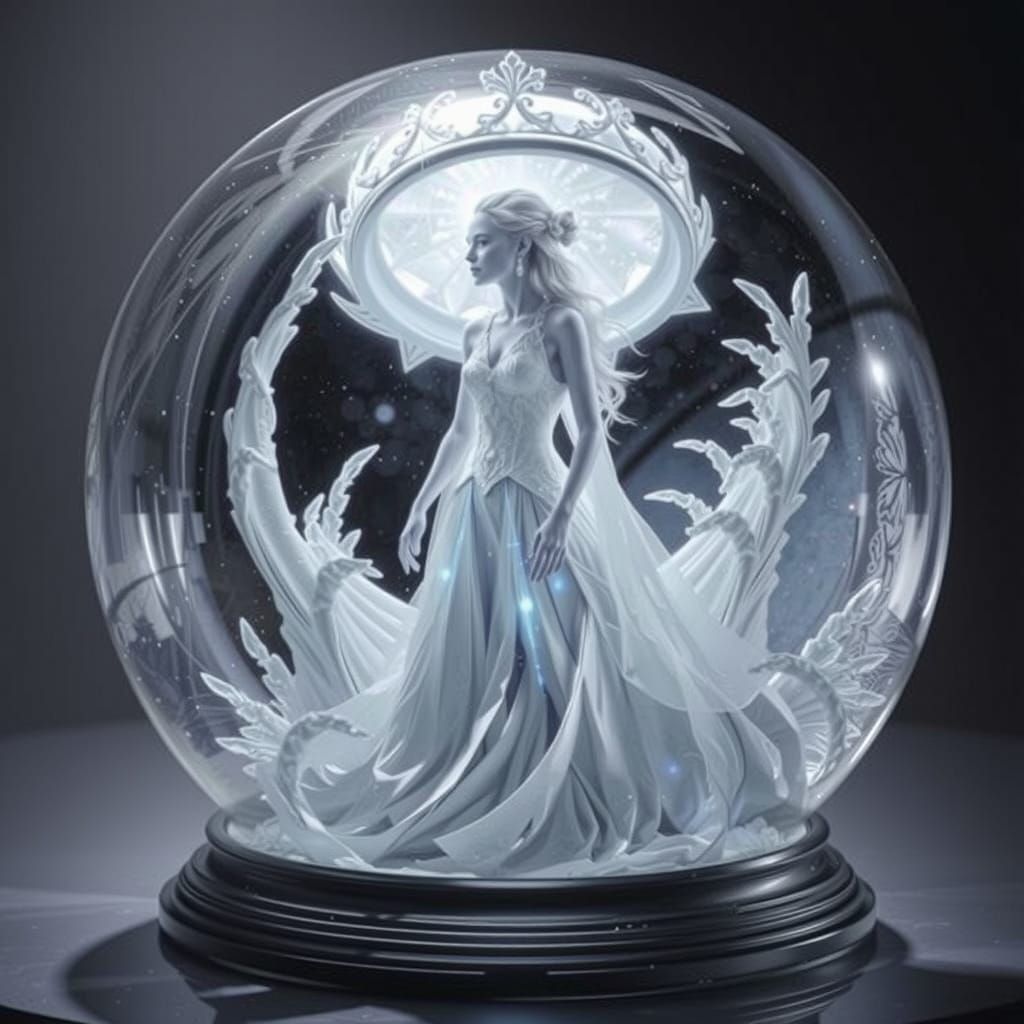 Ice Queen in Snow Globe Digital Matte Painting