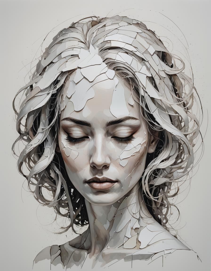 Dreamy Woman Portrait in Gothic Abstract Conceptual Art