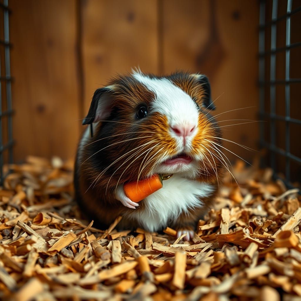 Guinea Pig's Carrot Feast in Hyperrealistic Style