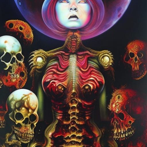 Zombiecore Devil Girl in Dystopian Wasteland