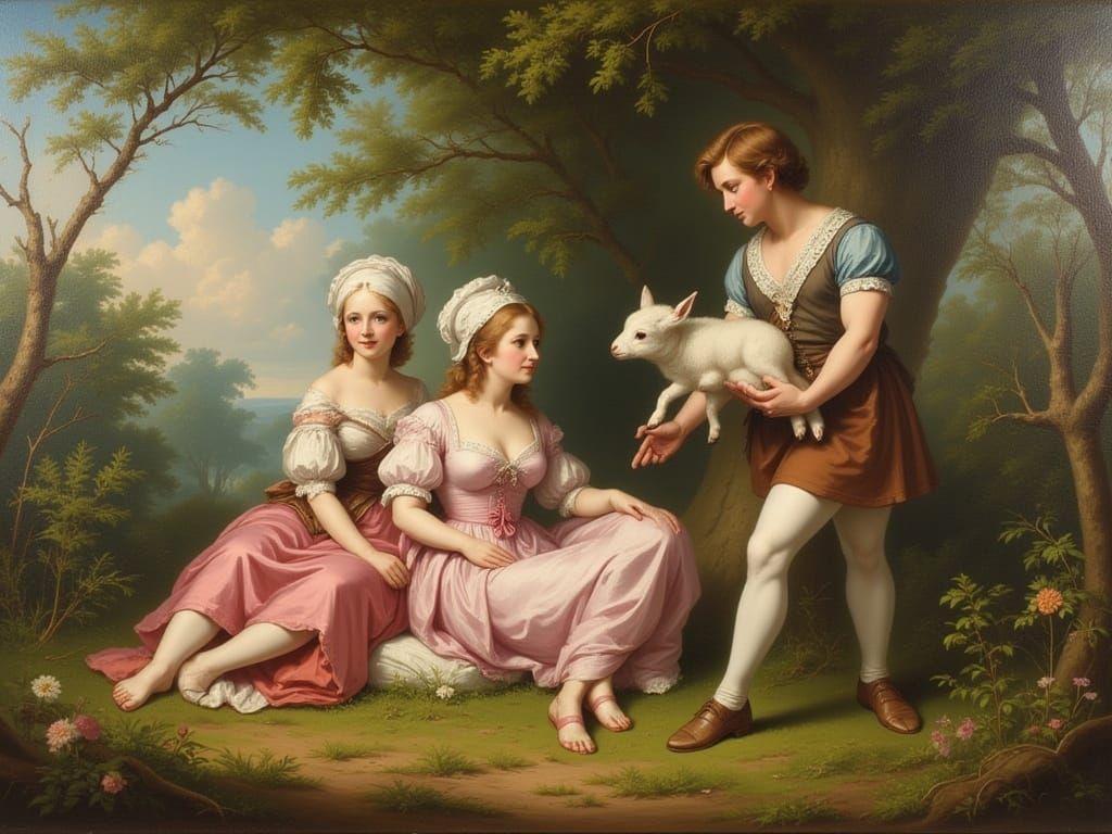 Pastoral scene - French School circa 1760-1770

Oil on canvas of the French School of the eighteenth century, pastoral s...