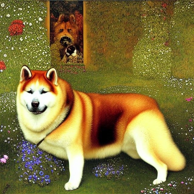 Akita Inu Rock Star: Dystopian Digital Art