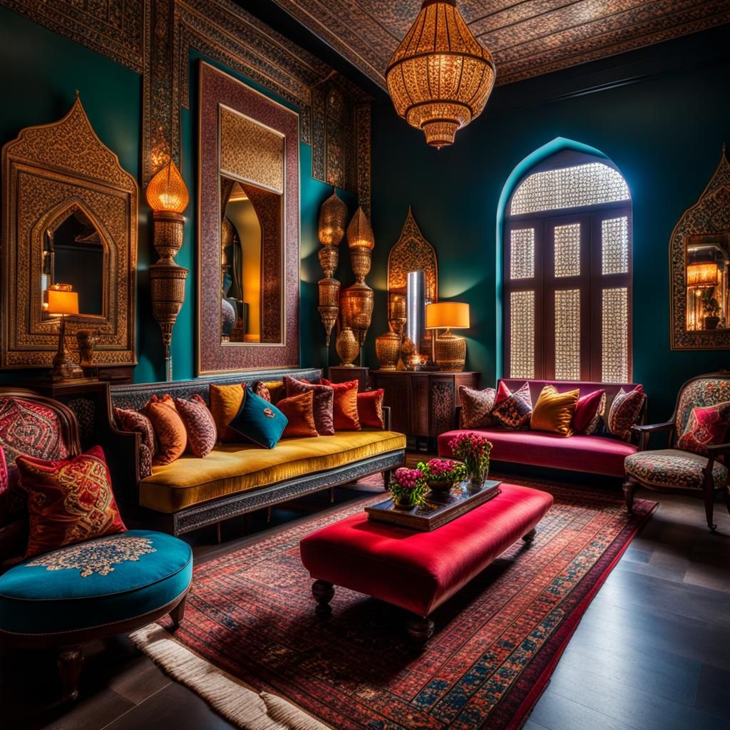 Exuberant Middle-Eastern Living Room in Rich Colors