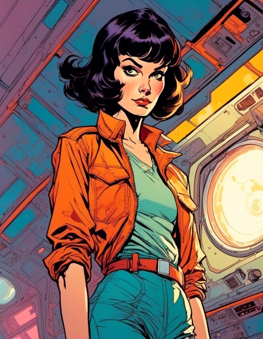 Retro-Futuristic German Tourist in Comic Book Style