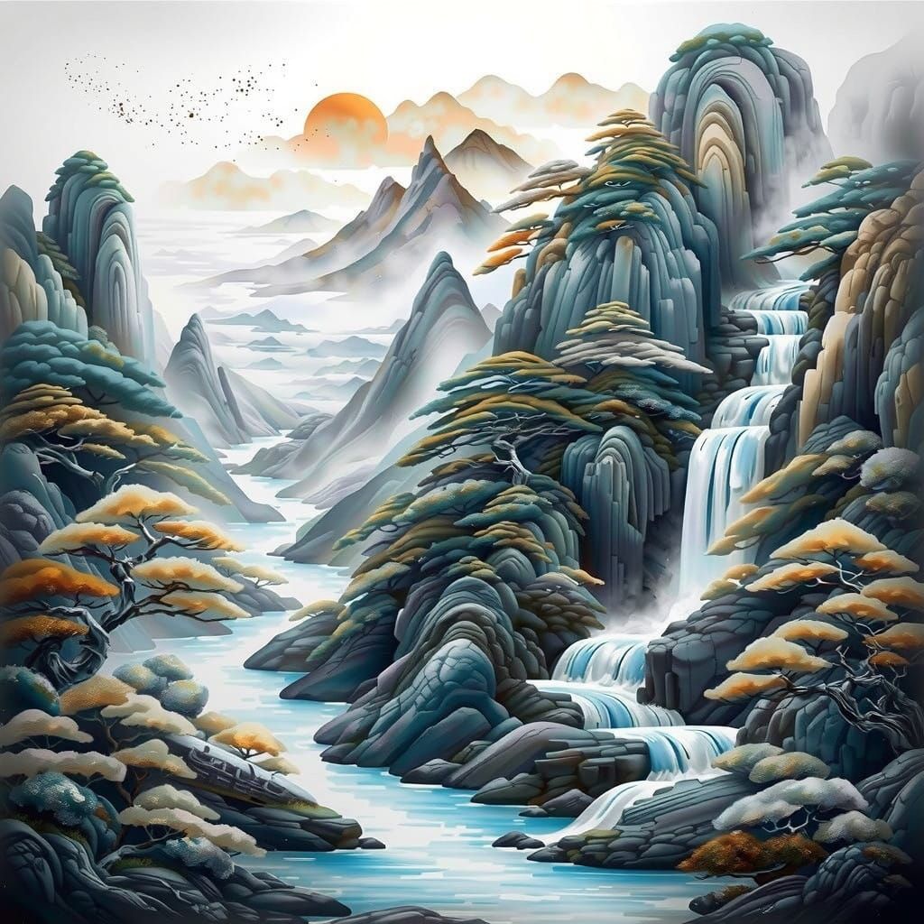 Ethereal Landscape in Golden Light