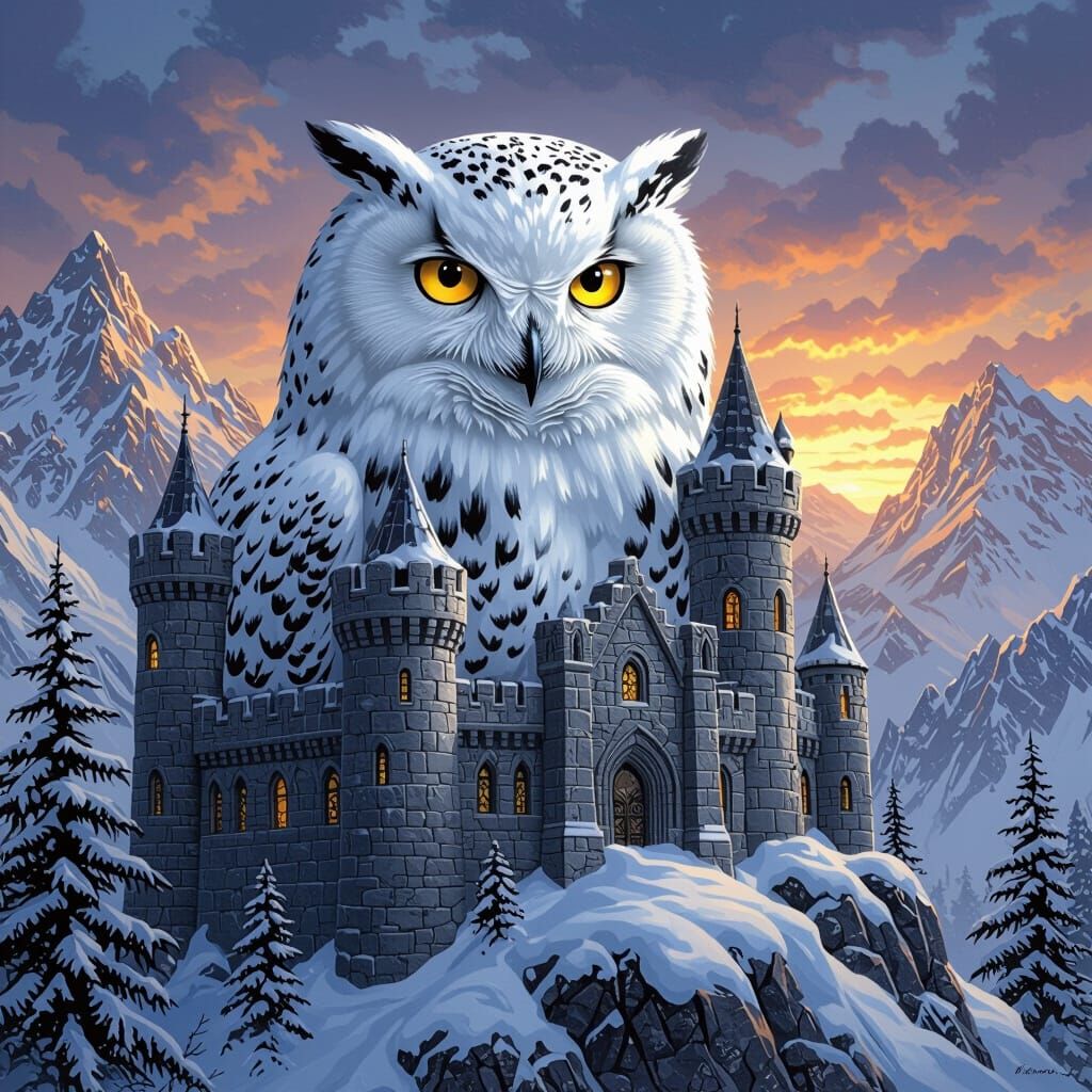 Snowy Owl Sentinel of the Frozen Castle