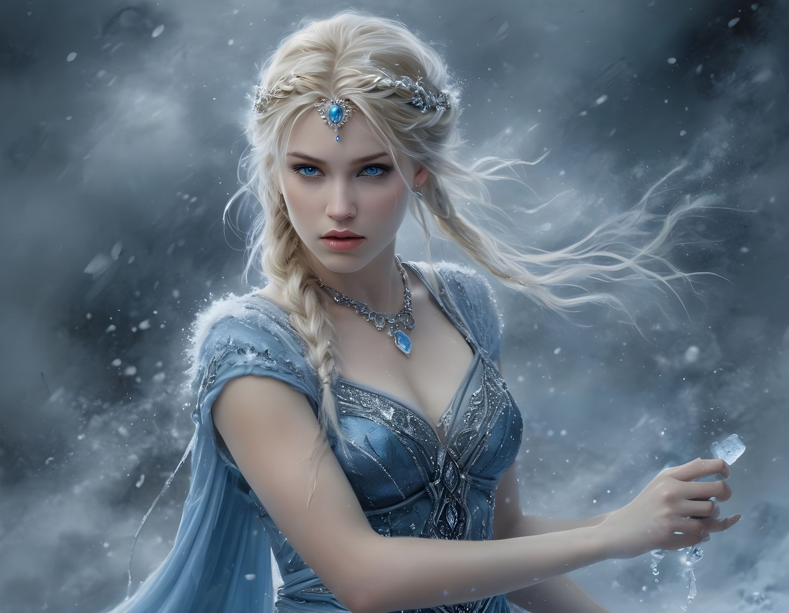 Norse Goddess in Vibrant Ice Spell