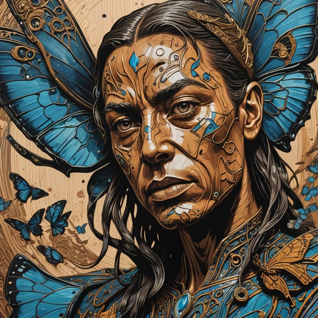 Detailed Morpho Butterfly in Hyperrealistic Splash Art Style