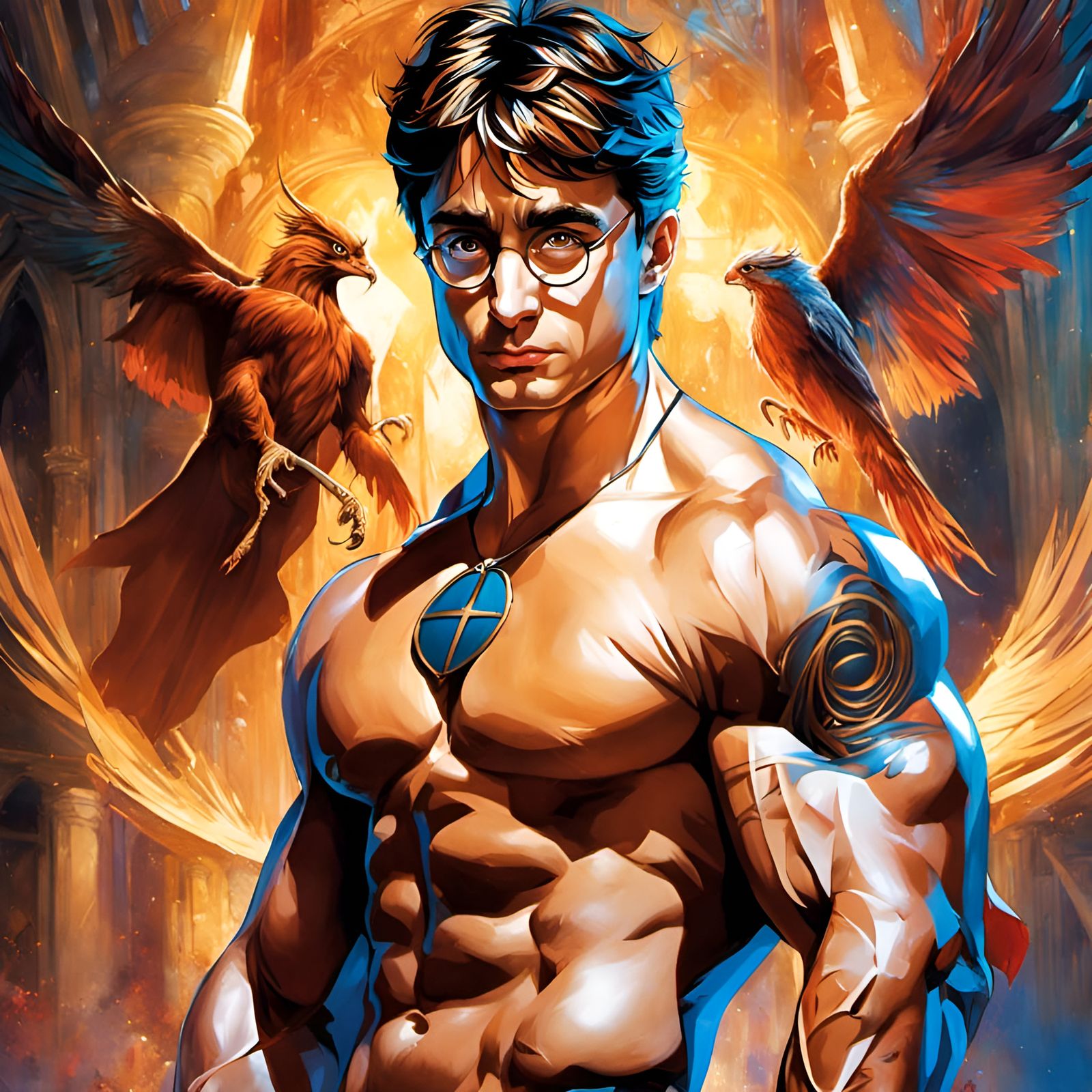 Muscular Harry Potter Portrait in Renaissance Style