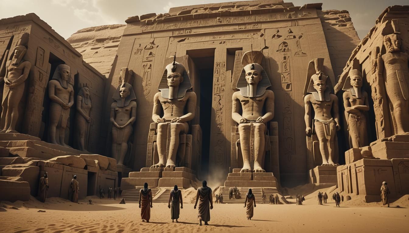 Egyptian Temple Landscape in Eerie Surrealism Style
