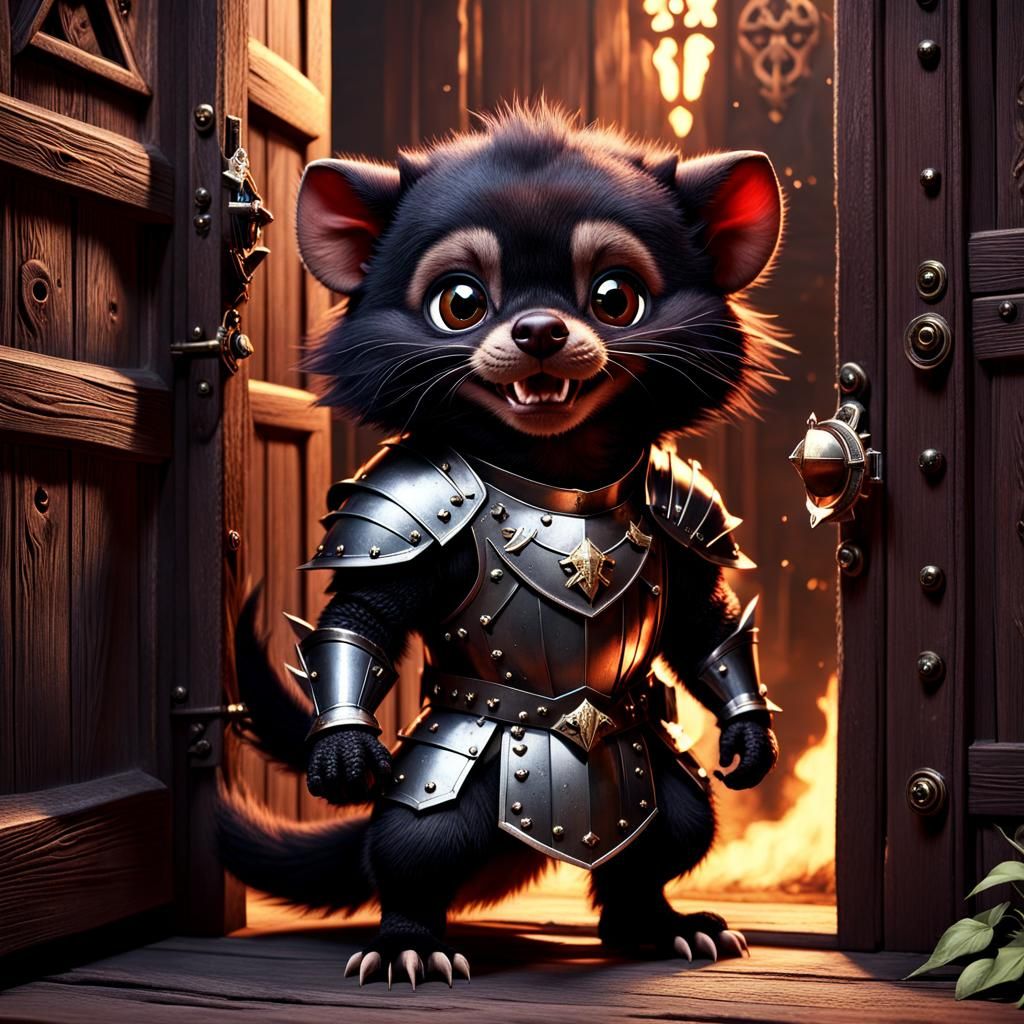 Tasmanian devil in a medieval armor