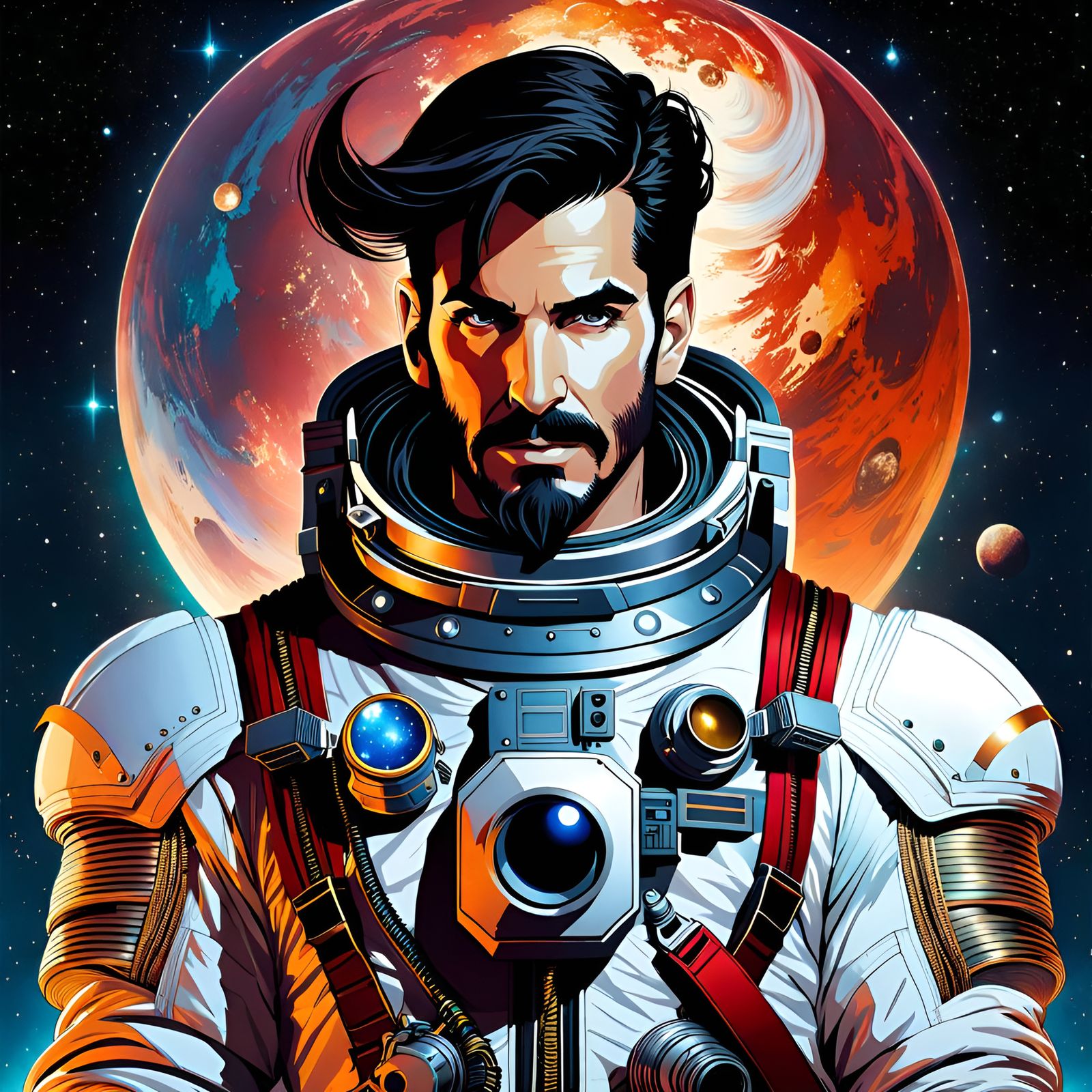 Astronaut Captain Hook Portrait in Detailed Style
