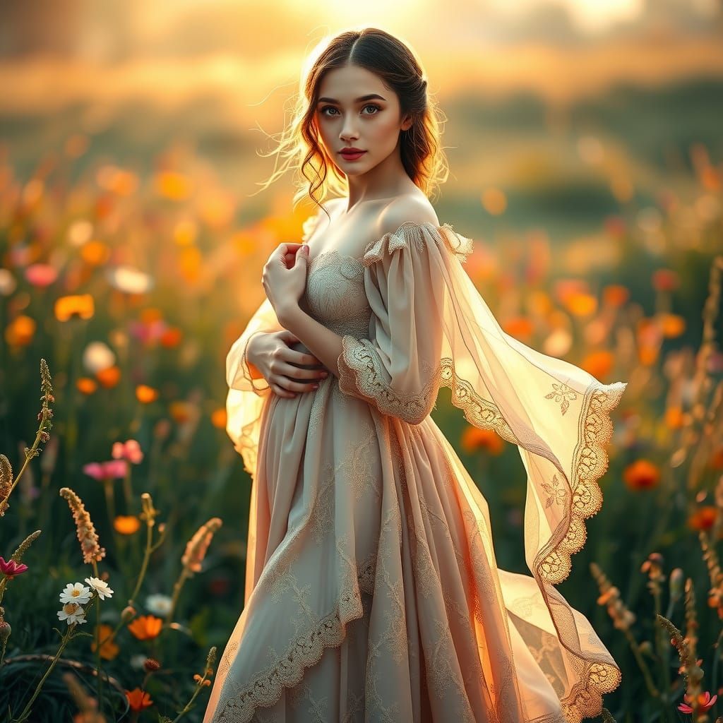 Ethereal Goddess Awakens in Morning Radiance