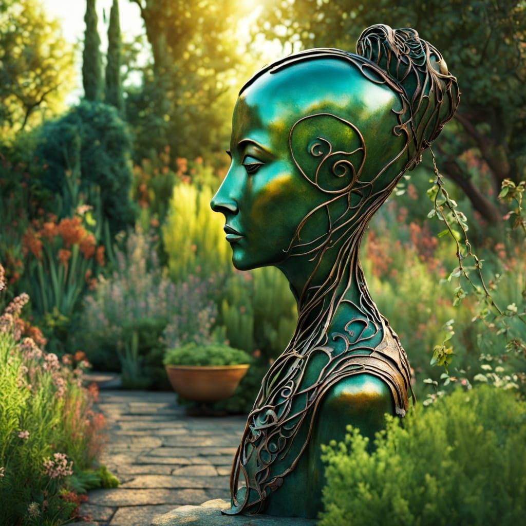 Surrealist Garden Sculpture in Earthy Tones
