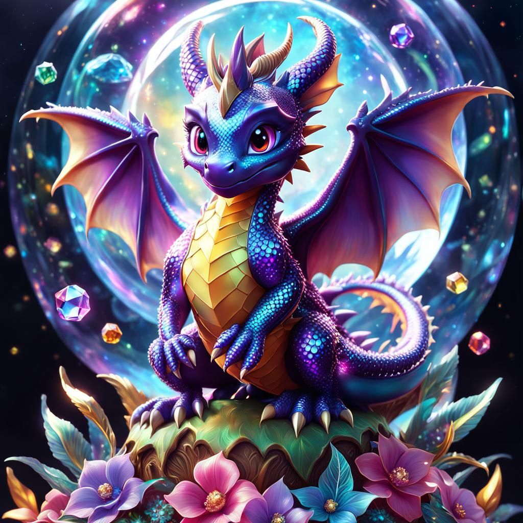 Holographic Dragon Astral Illustration in Anime Style