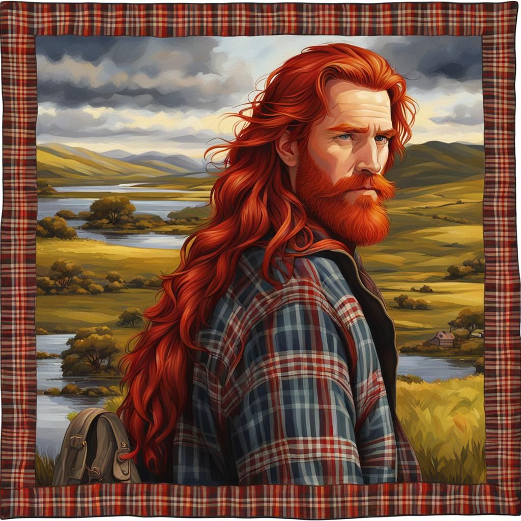 Handsome Scotsman in Plaid Landscape