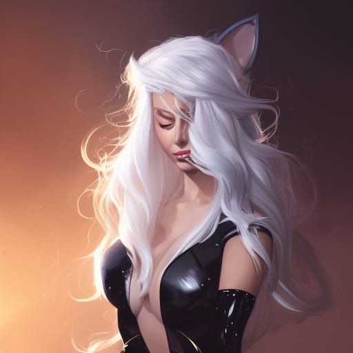 Black Cat Portrait in Art Nouveau Style