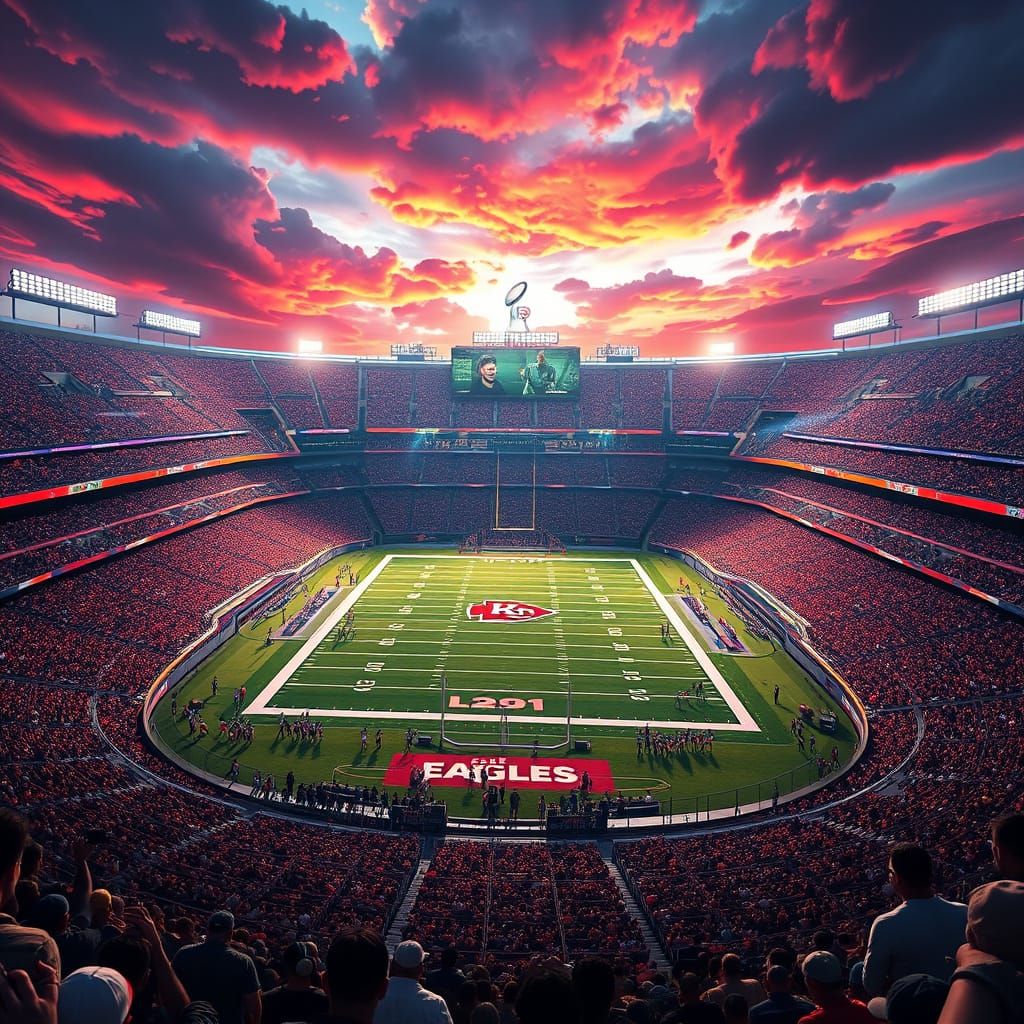 Epic Super Bowl LIX Stadium in Cyberpunk Style