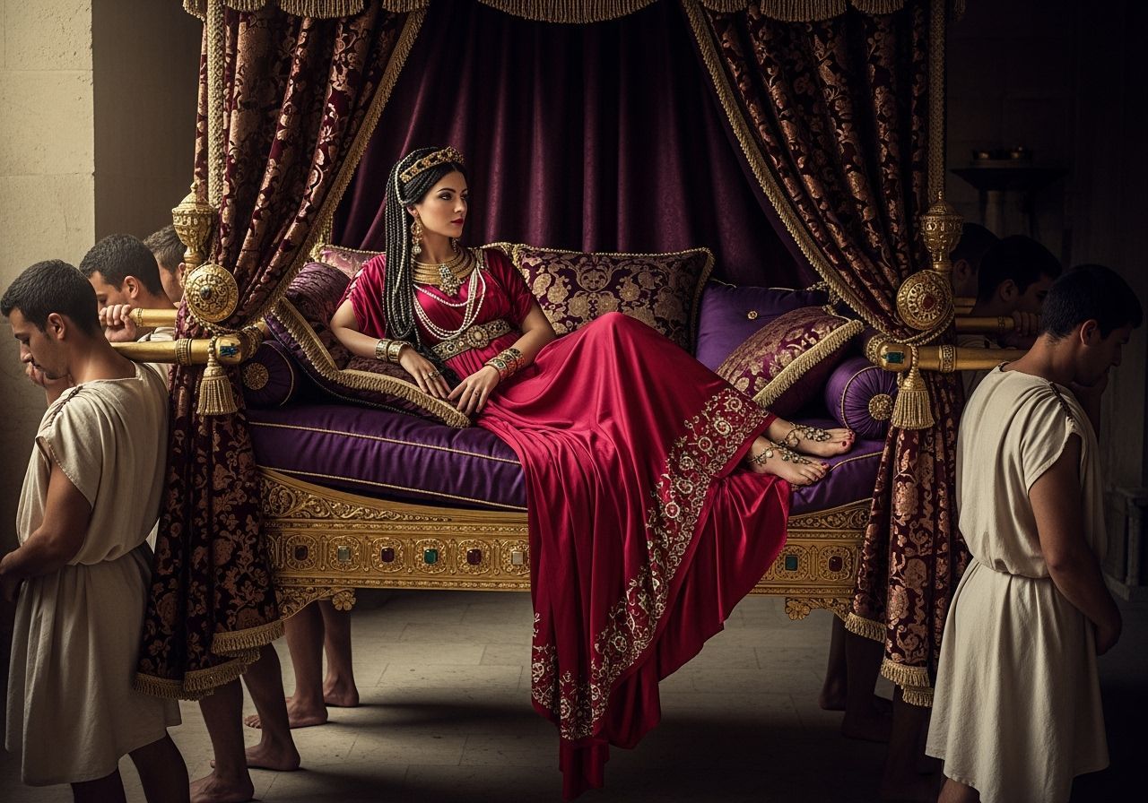Elegant Roman Empress on Lavish Golden Litter
