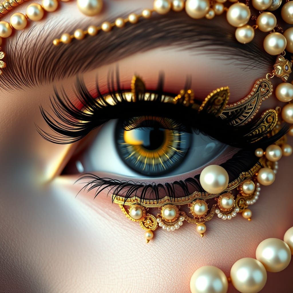 Sultry Luxury Woman's Eye with Opulent Gold and Vantablack M...