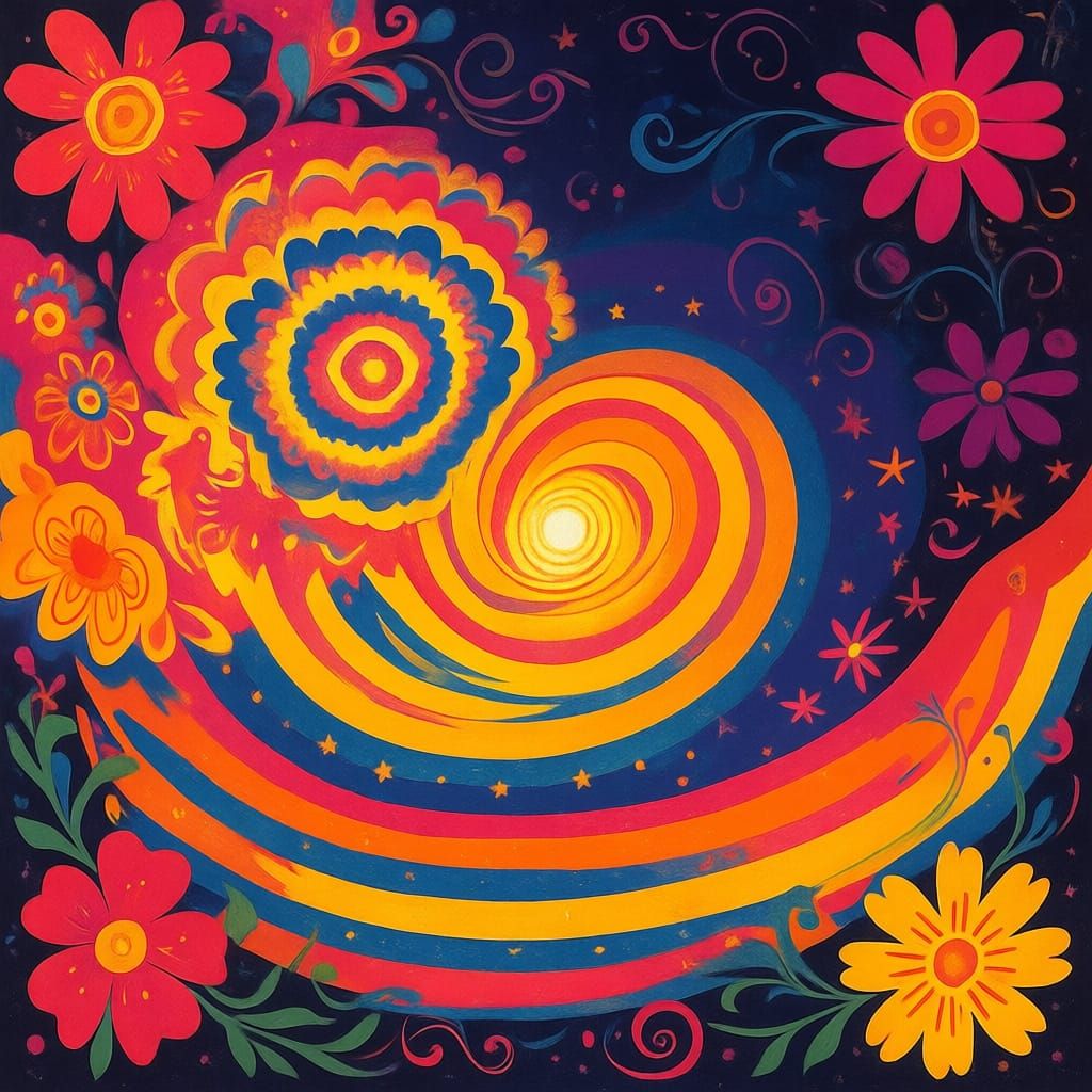 Retro Hippy Couple Poster for 60s Fancy Dress Night