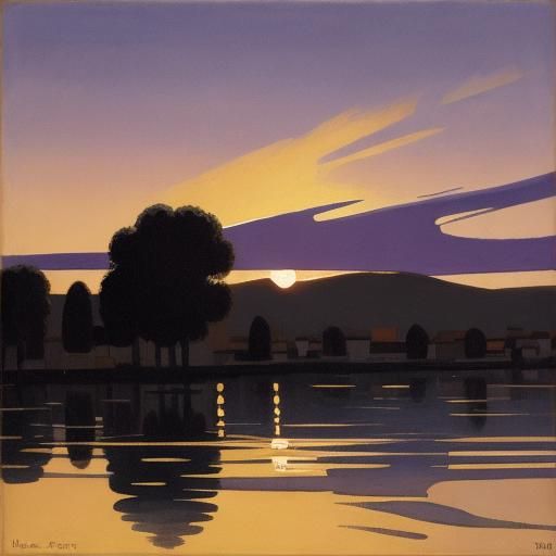Vallotton-esque Sunset: A Post-Impressionist Vision