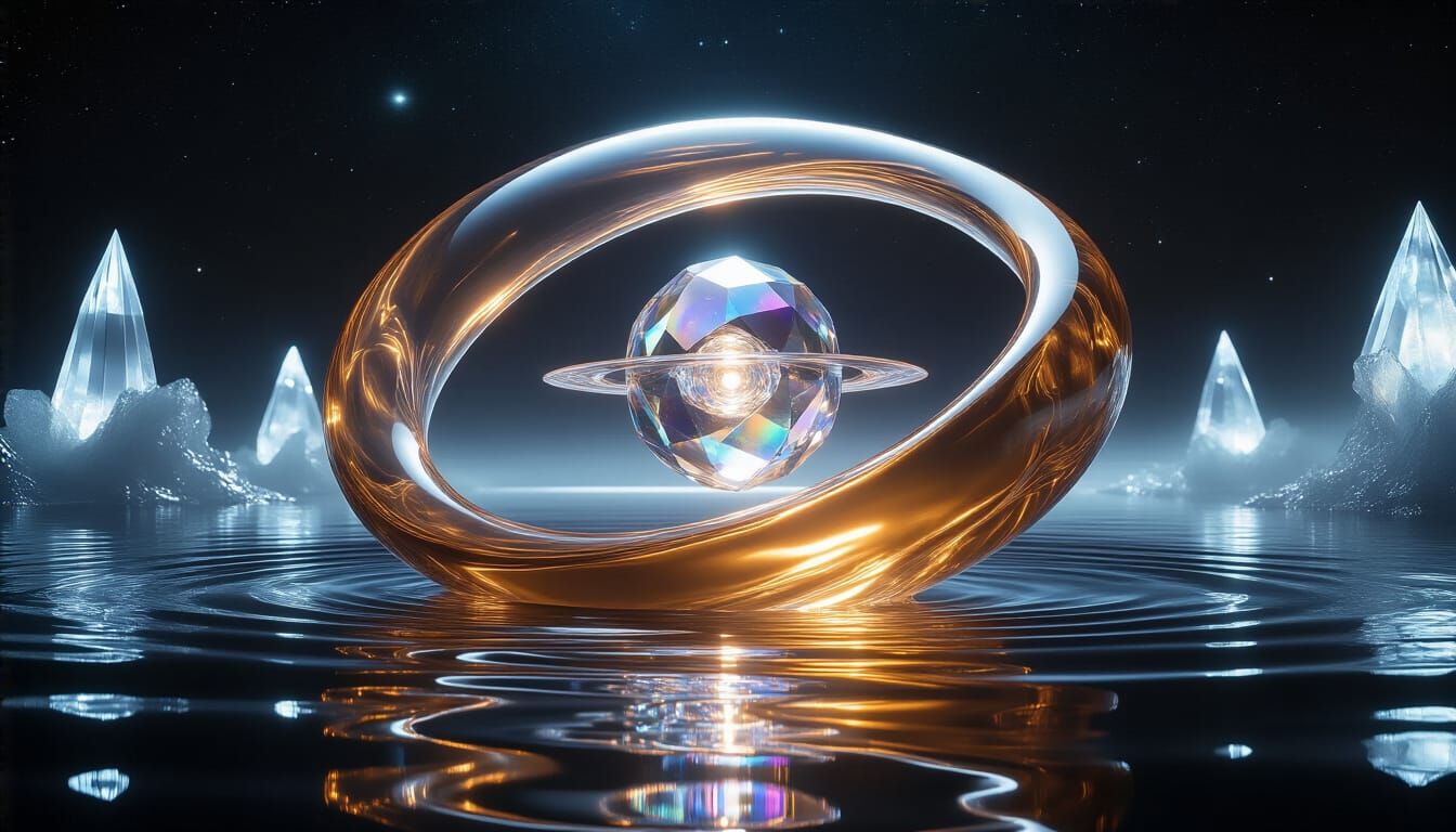 Oiled Bronze Mobius Vessel in Deep Space