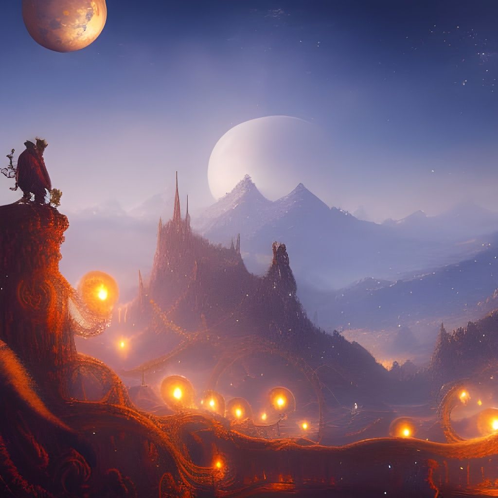 Fantastical Jules Verne Christmas Scene in Matte Painting St...