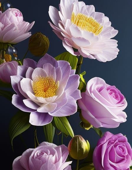 Peonies in Cloisonne Vase: Hyperrealistic Still Life