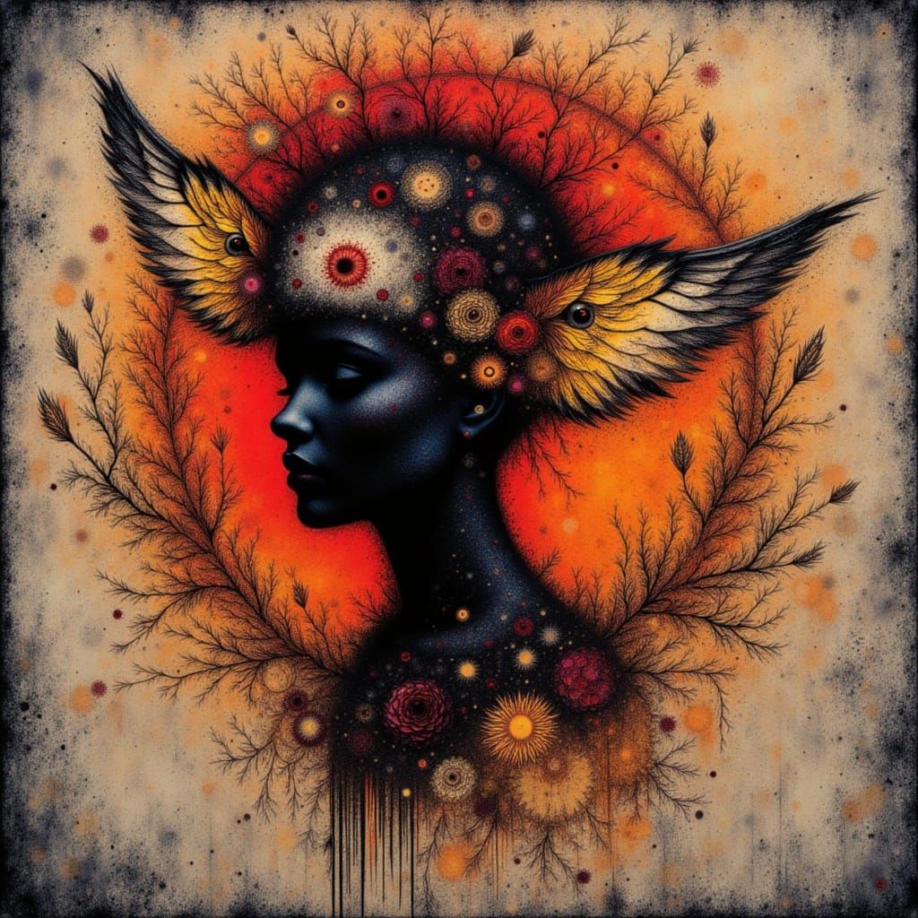 Surreal Cracked Frosted Glass Animal Portrait in Noir Style