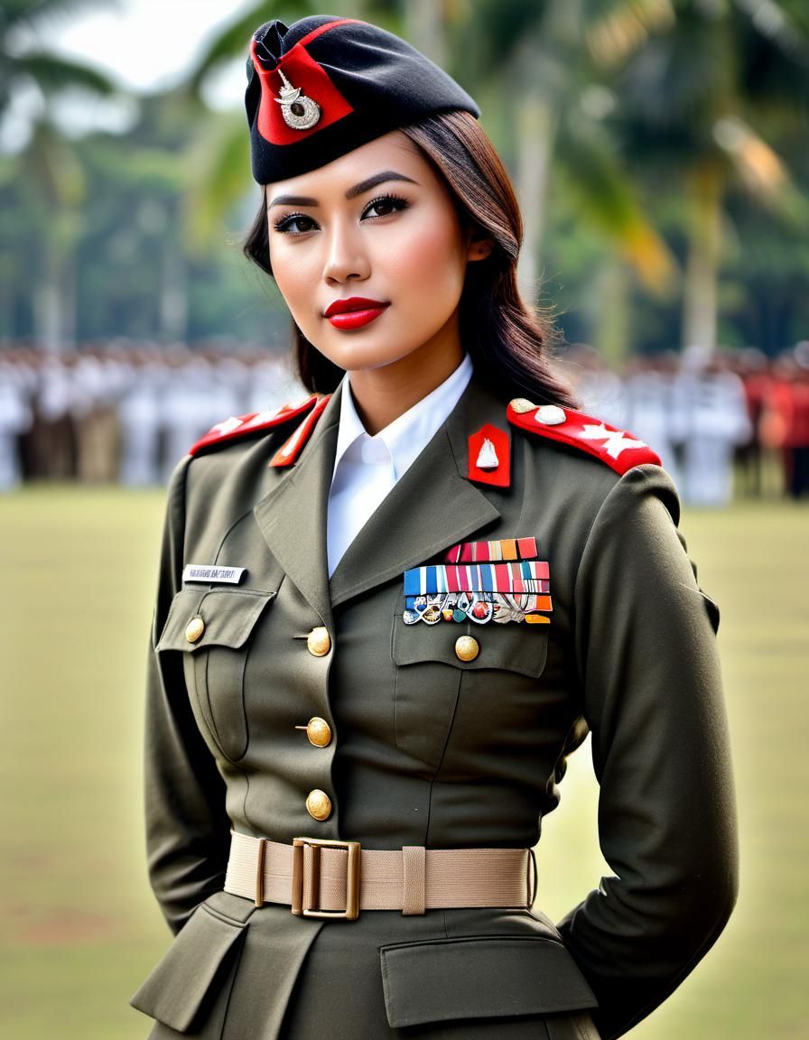 Young Indonesian Soldier in Colonial Military Uniform