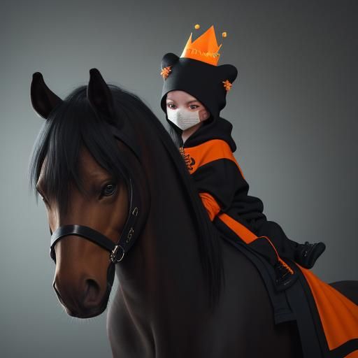 Gangster Baby with Crown and Neon Mask